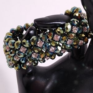 Bracelet Green Metallic Iridescent Sparkly Stretch